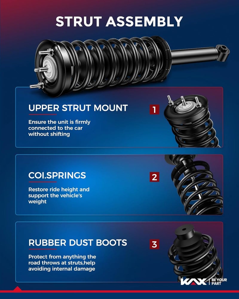 KAX Rear Quick Struts for Honda CR-V 2007 2008 2009 2010 2011 Rear Shocks Complete Struts Assembly with Coil Spring Set of 2, Replace 172497L 172497R - Image 4